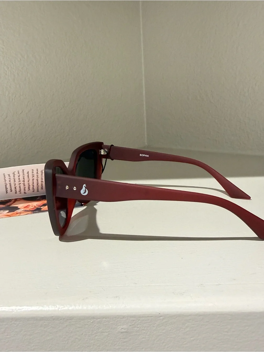 Topfoxx Sophia Burgundy Cat Eye Sunglasses Retro Old Hollywood Style